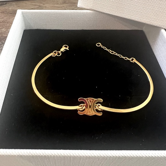 CELINE Triomphe articulated bracelet in Brass with Gold finish- PERFECT gift! - Picture 3 of 10